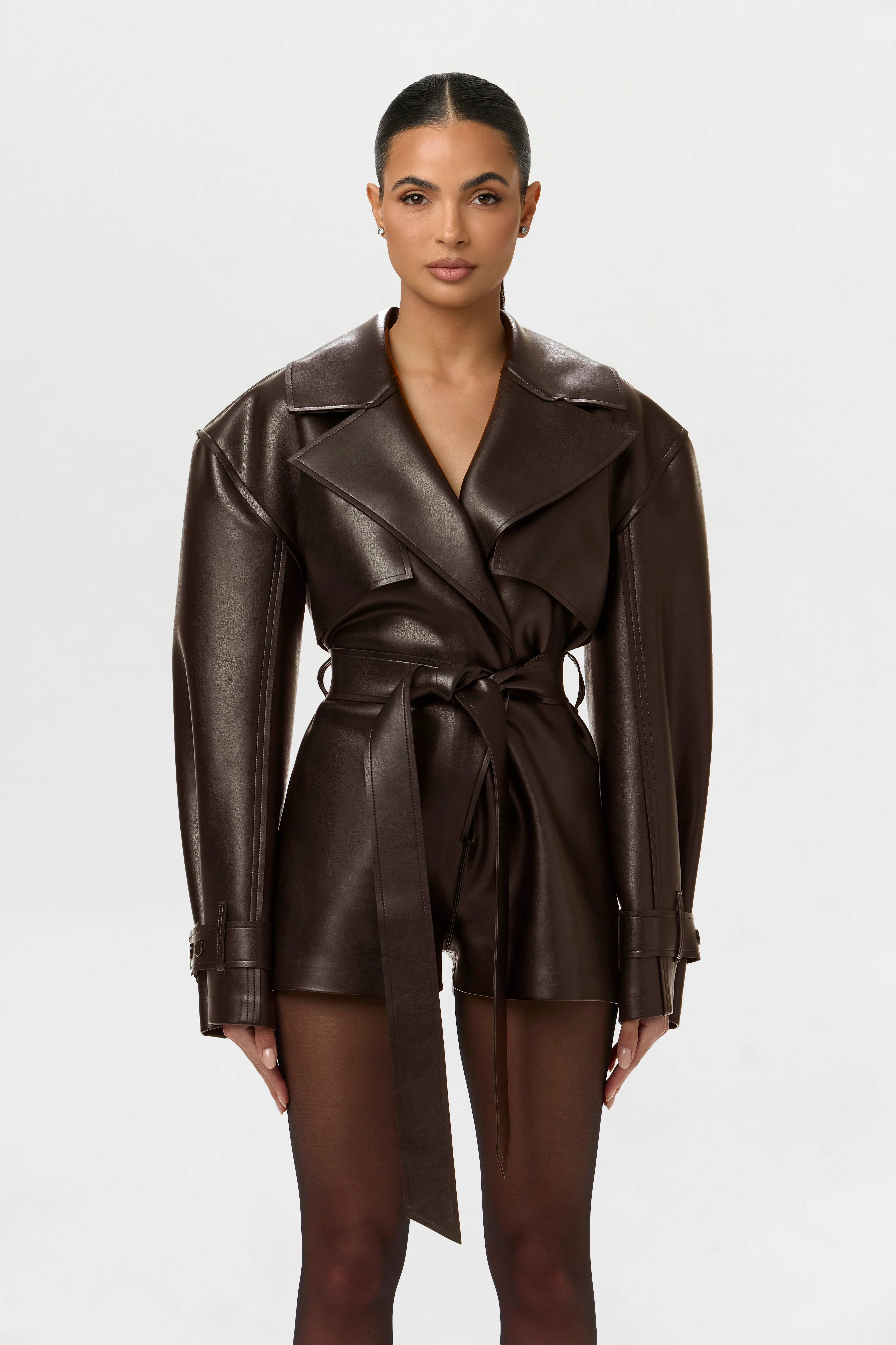 Vegan Leather Trench Romper - Image 2