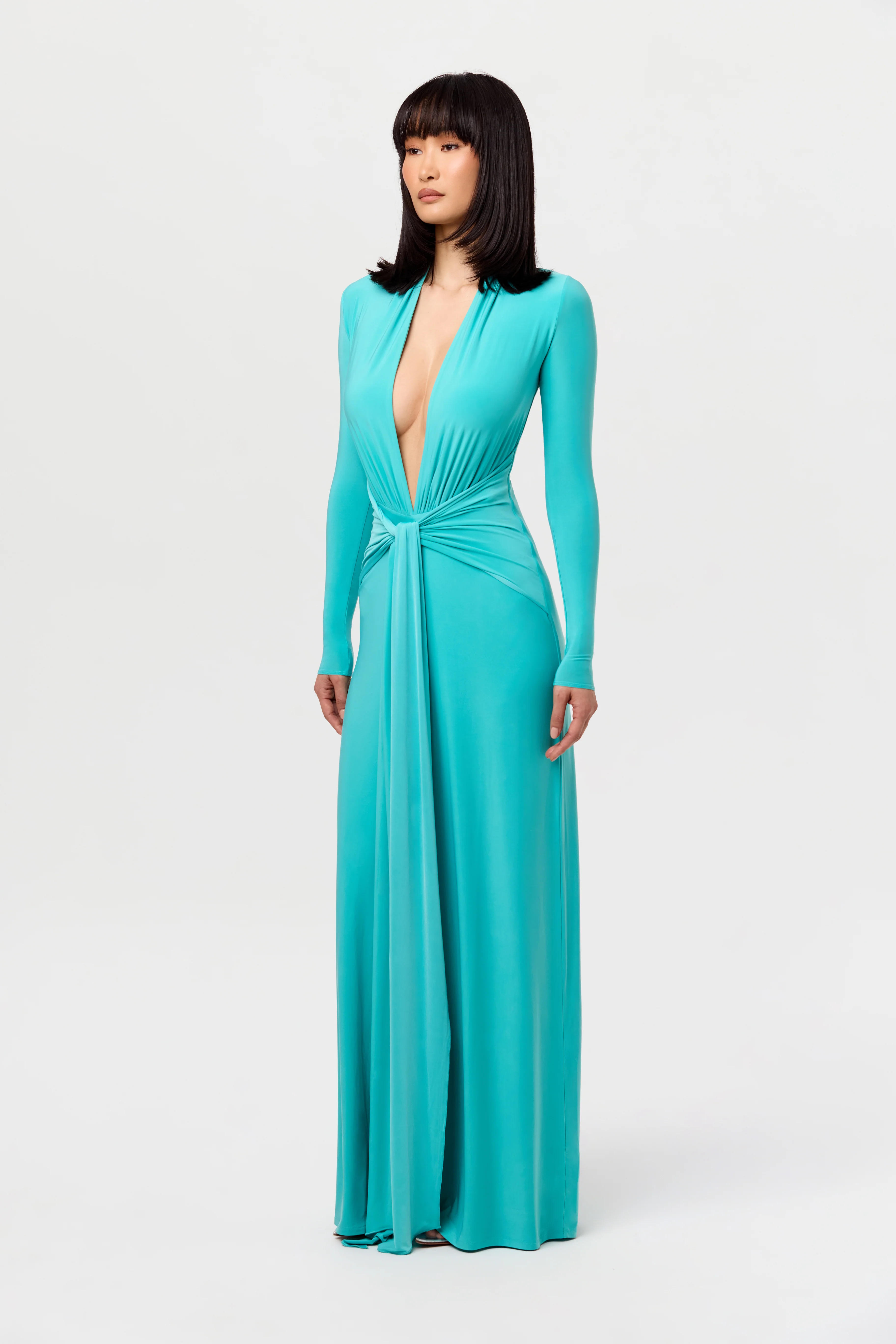 Hourglass Plunge Draped Tie Dress - Image 2