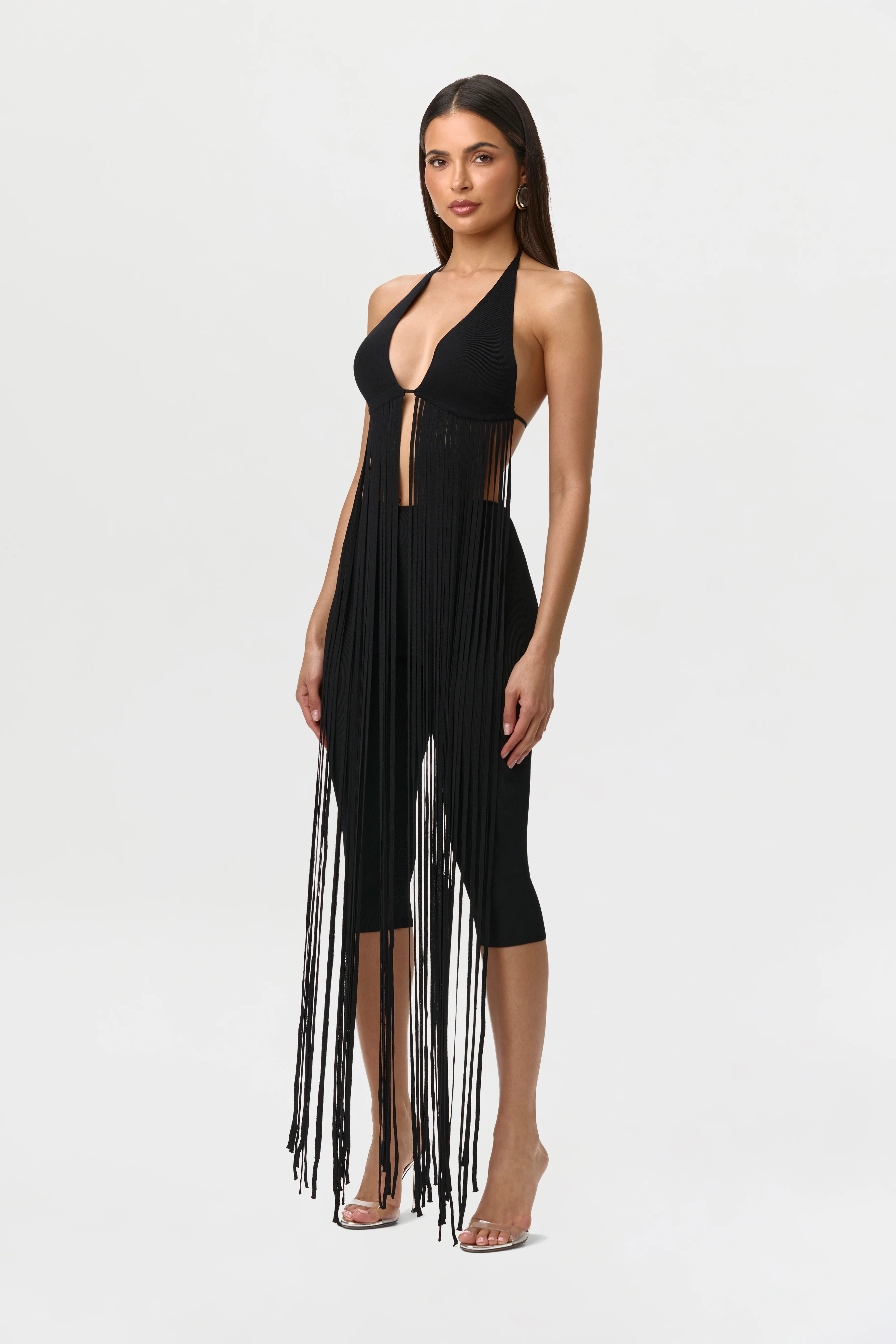 Knit Fringe Bra Halter Top - Image 3
