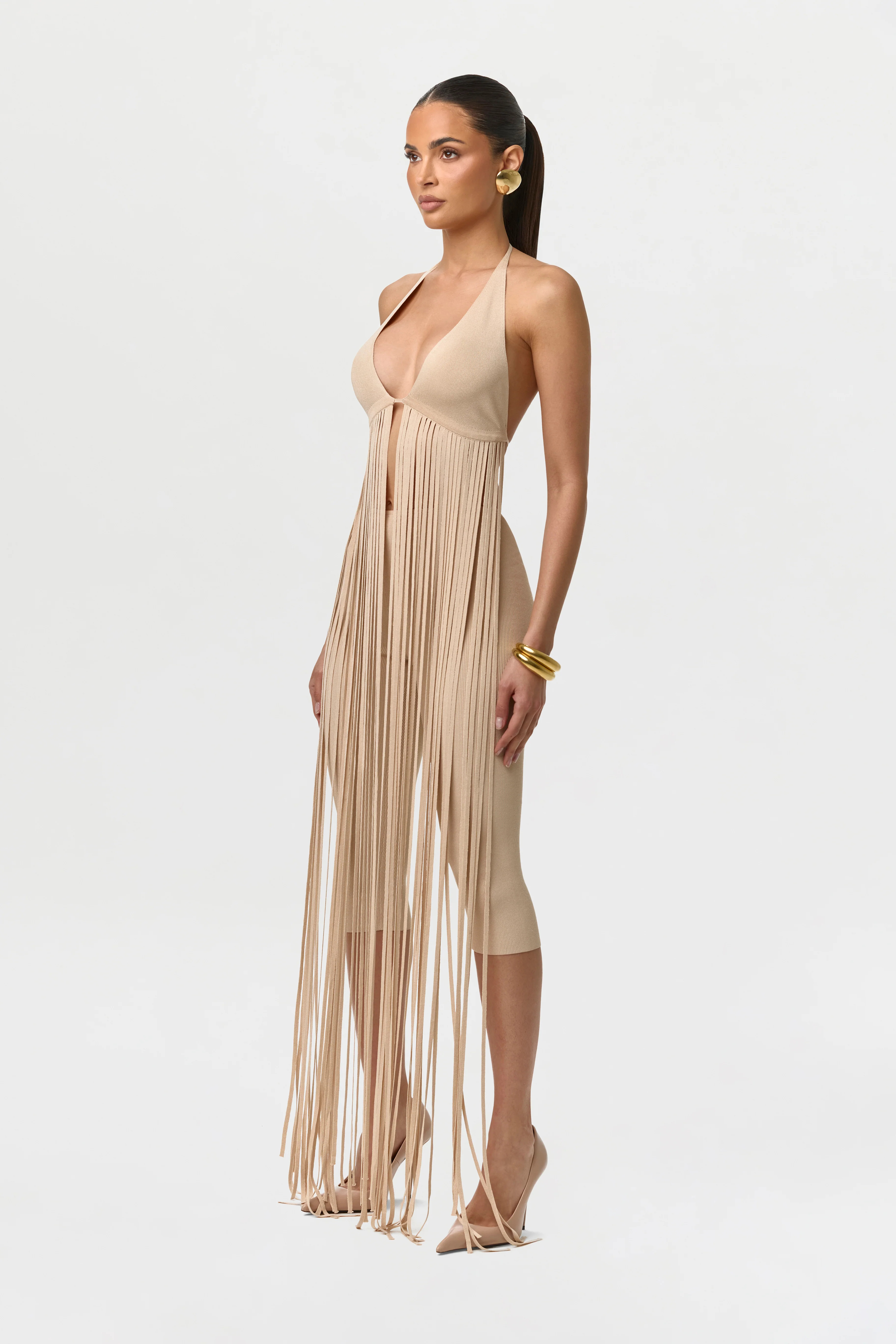 Knit Fringe Bra Halter Top - Image 8