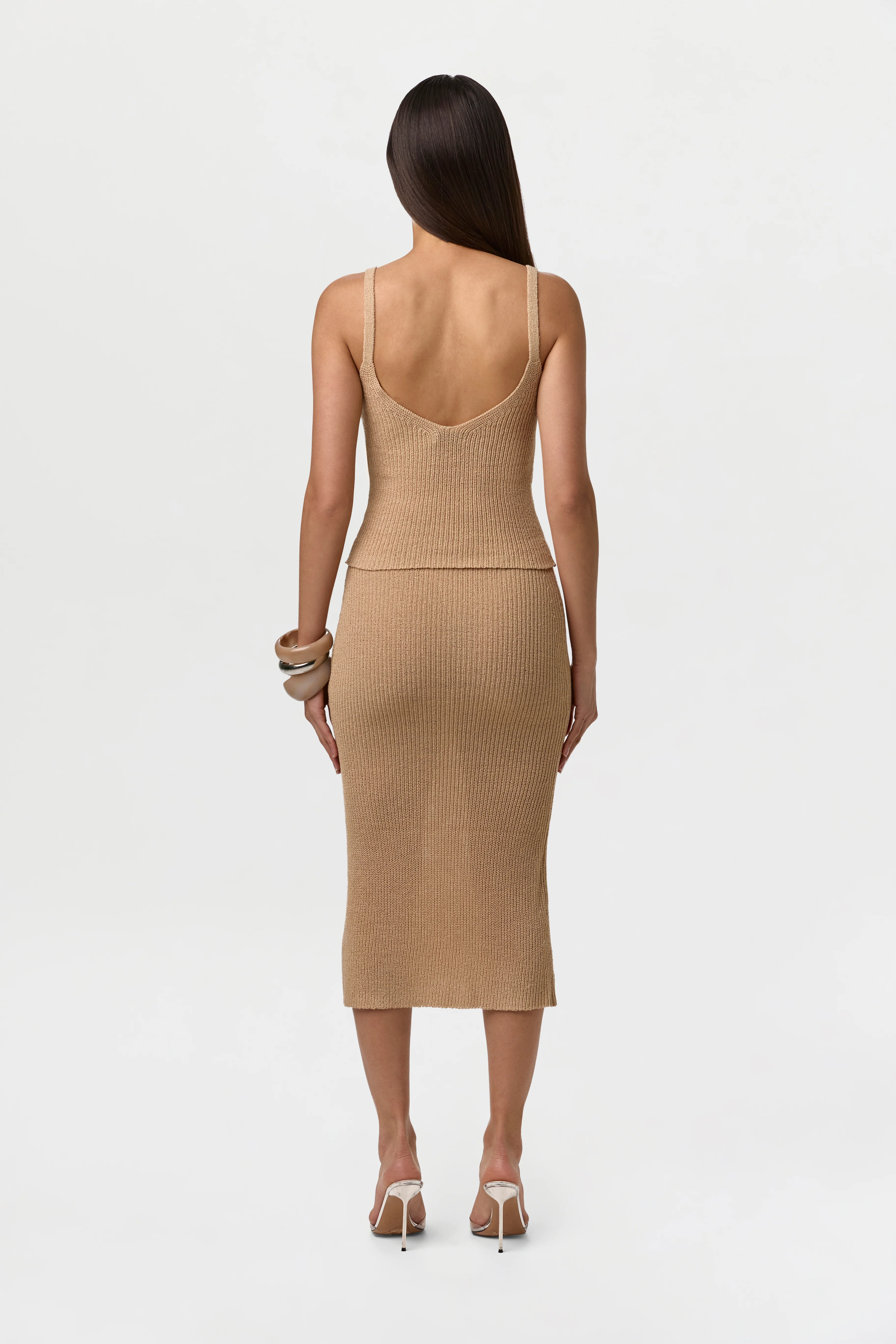 Knit High Waist Midi Skirt - Image 3
