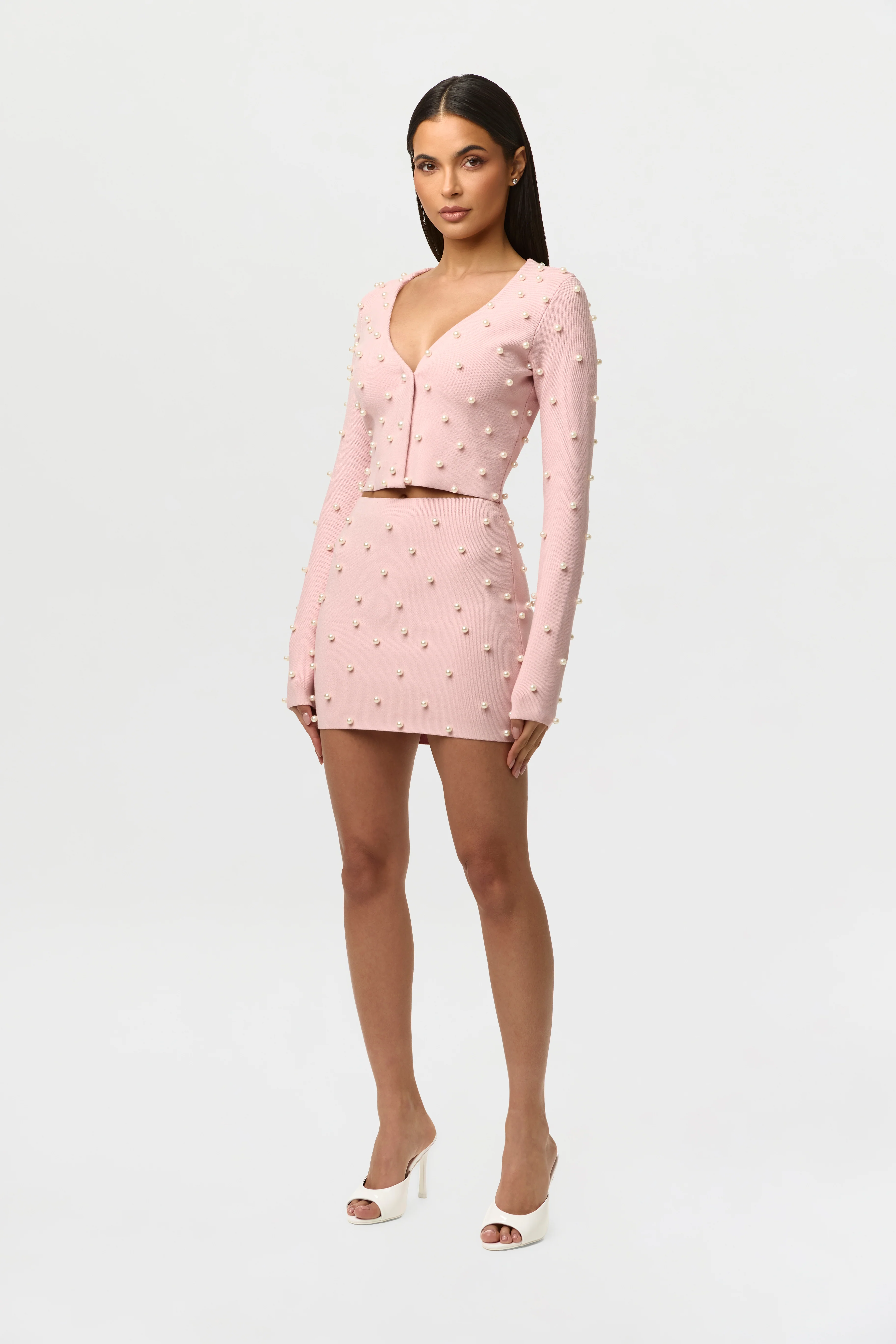 Knit Pearl Mini Skirt - Image 3