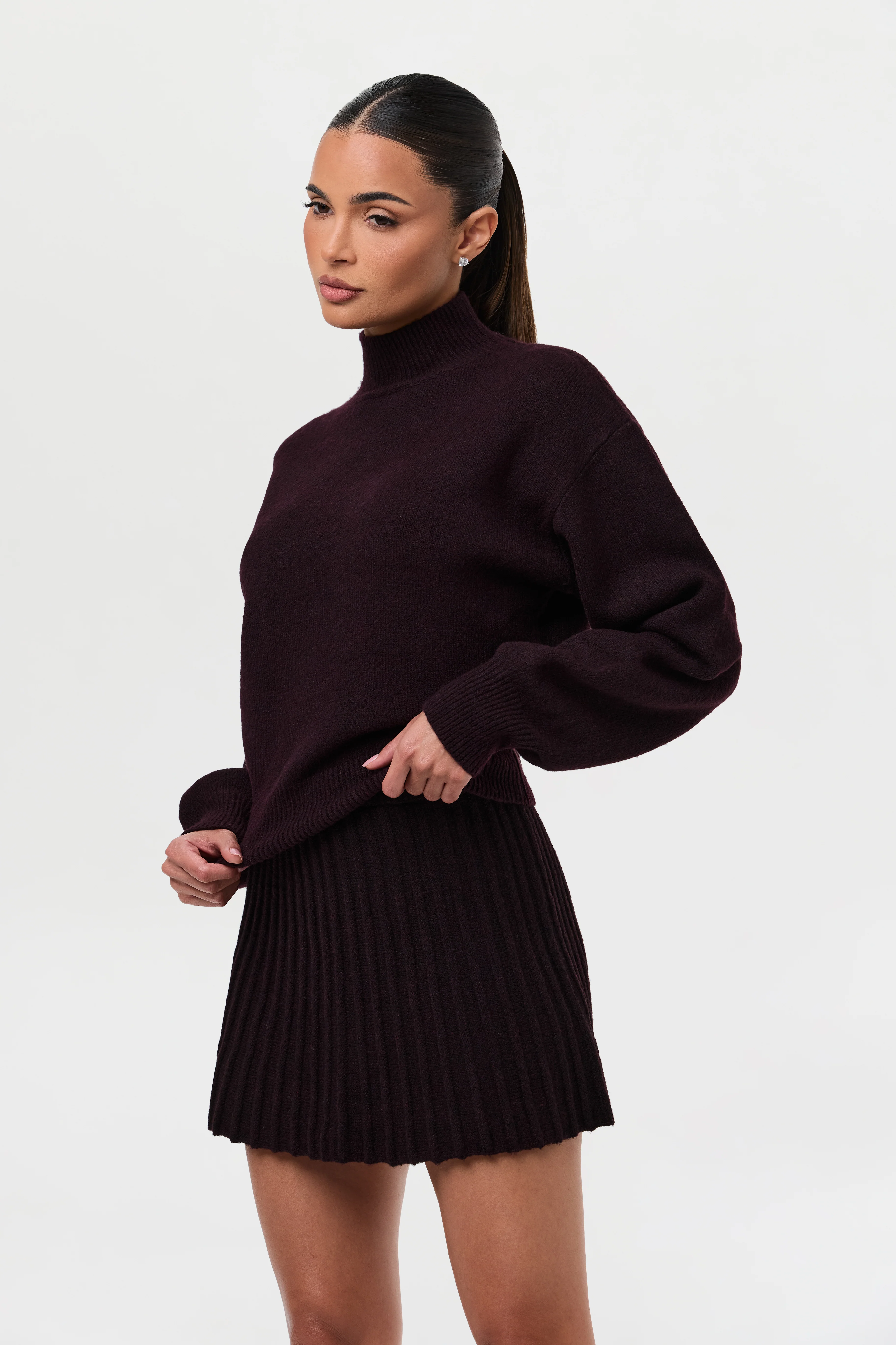 Pleated Knit Sweater Mini Skirt - Image 11