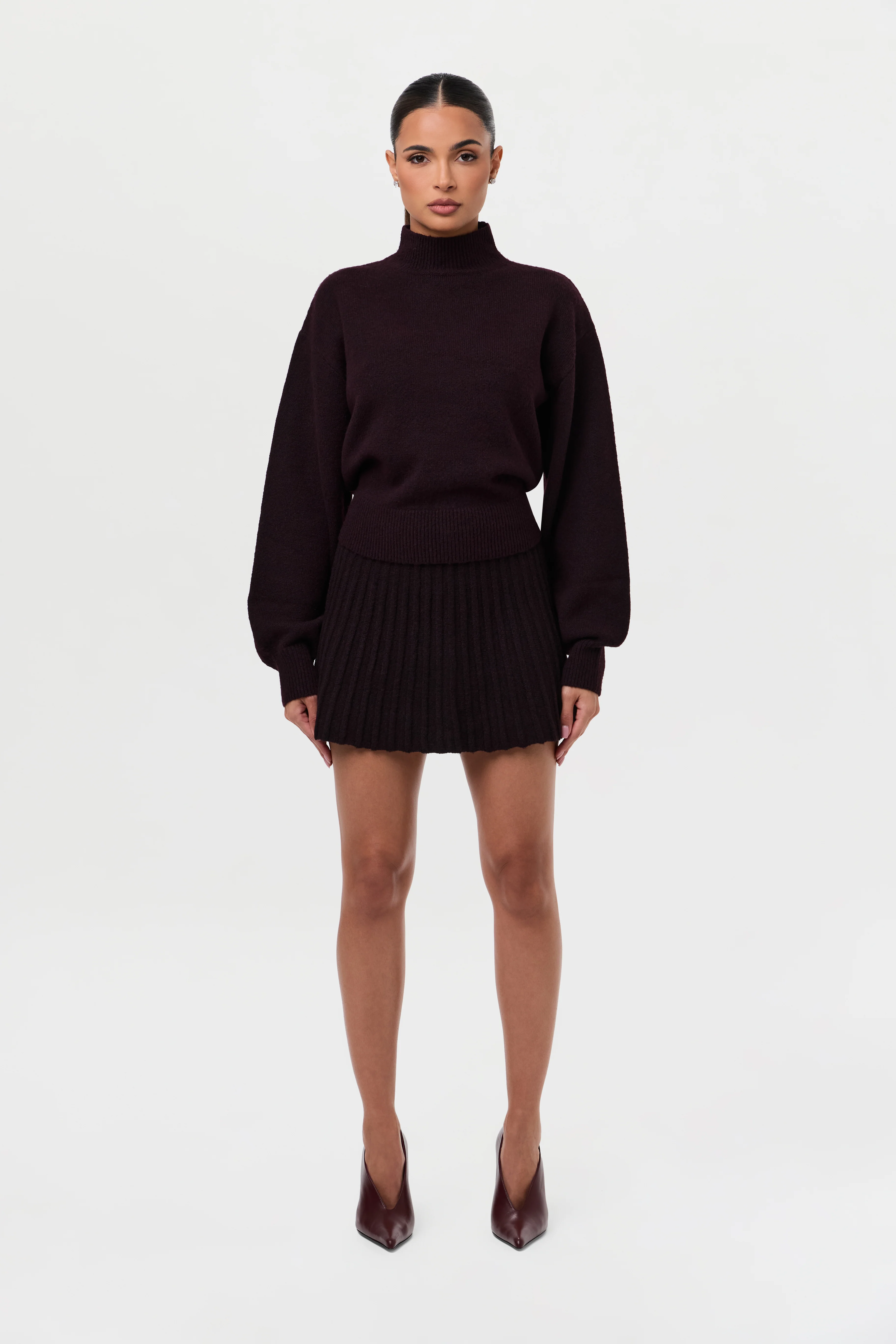 Pleated Knit Sweater Mini Skirt - Image 12