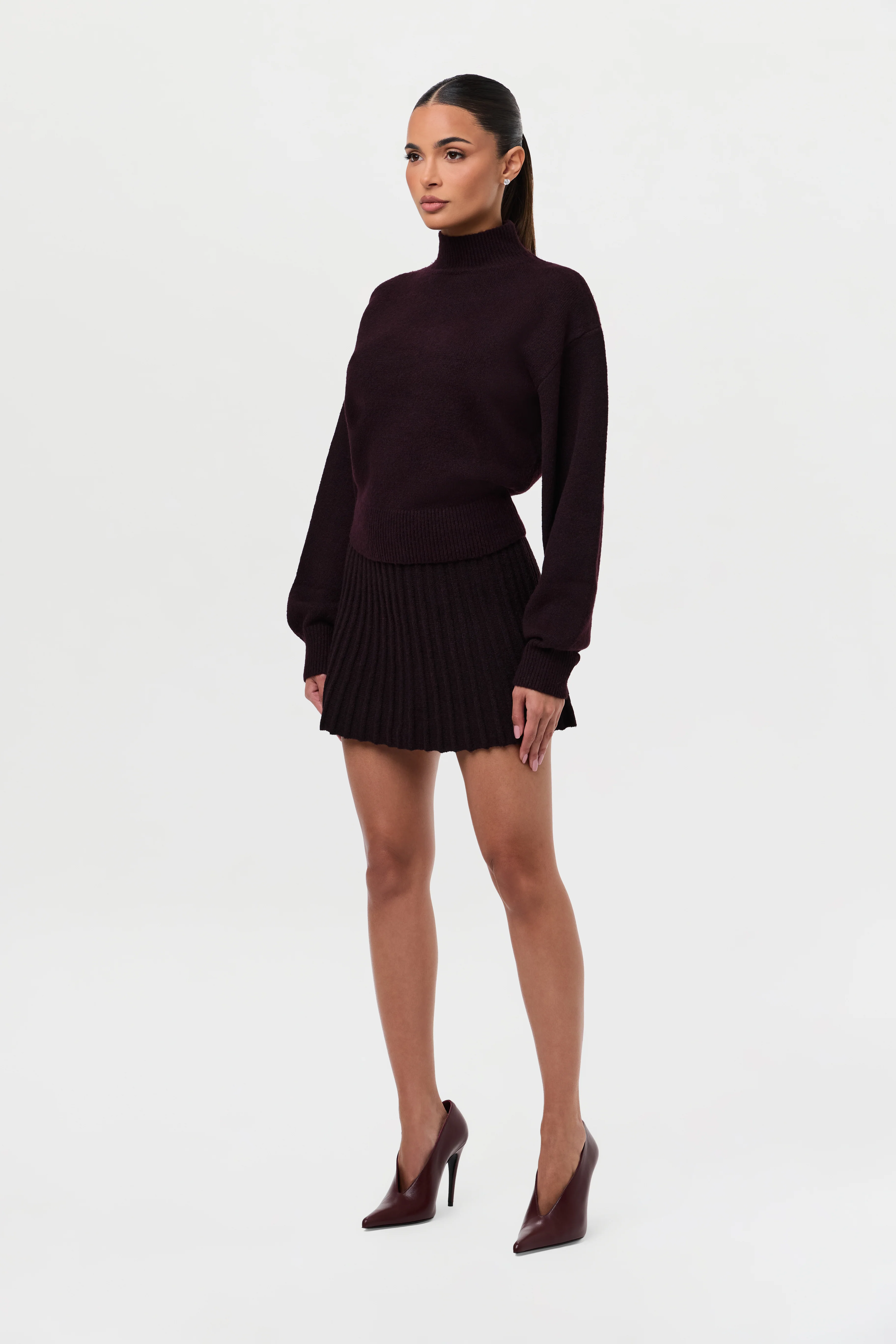 Pleated Knit Sweater Mini Skirt - Image 8