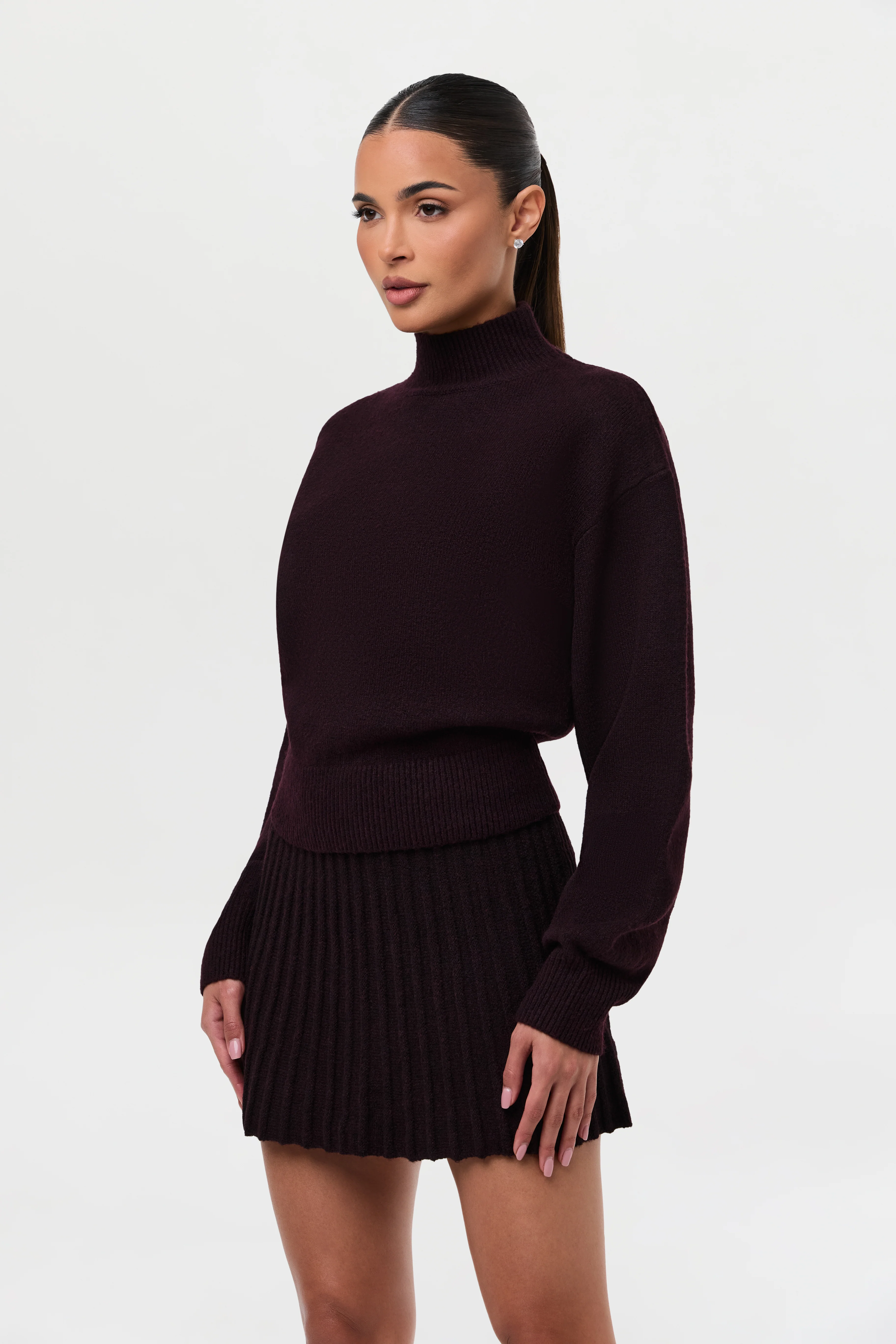 Pleated Knit Sweater Mini Skirt - Image 9