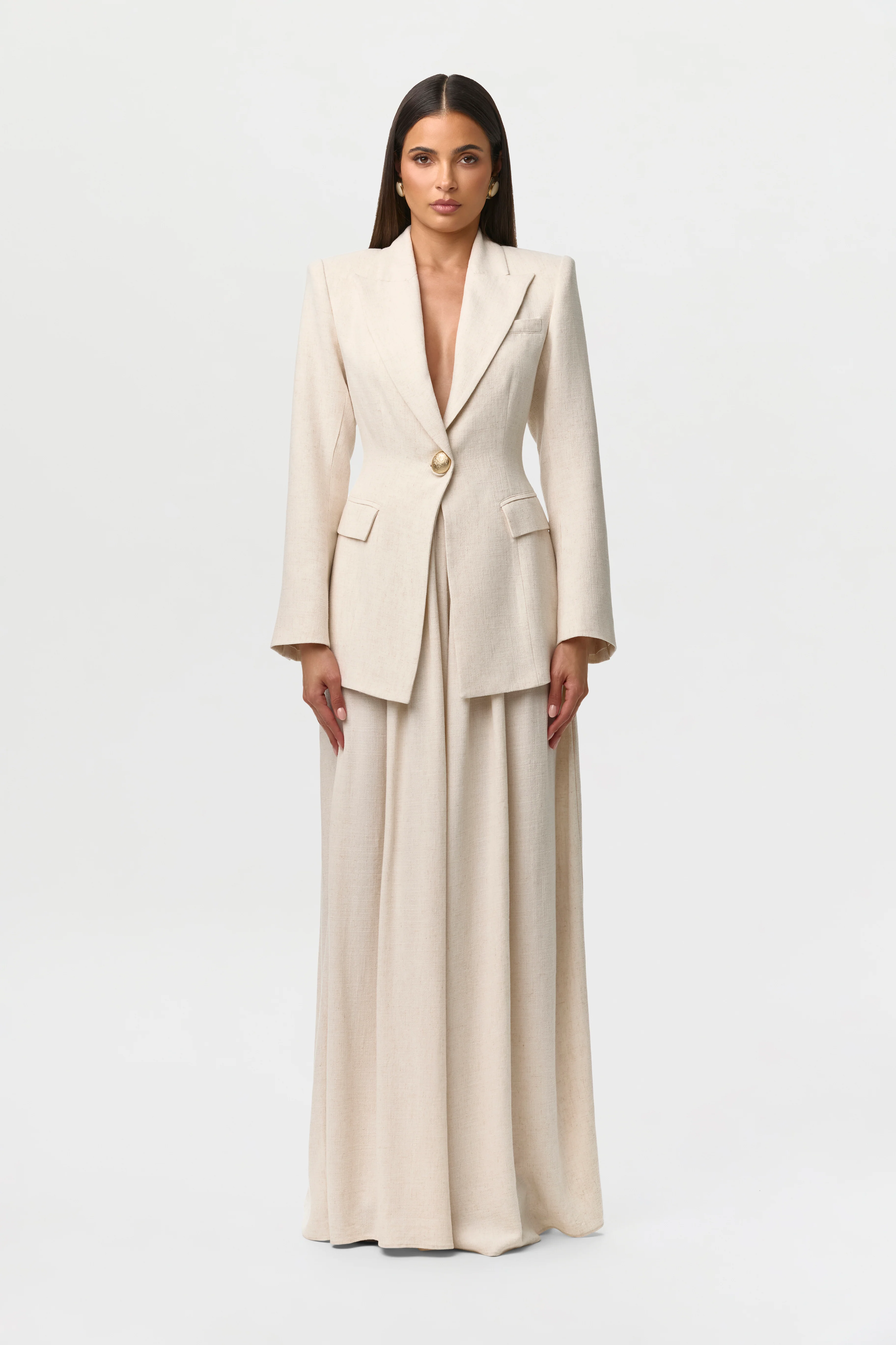 Linen Pleated Palazzo Pants - Image 9