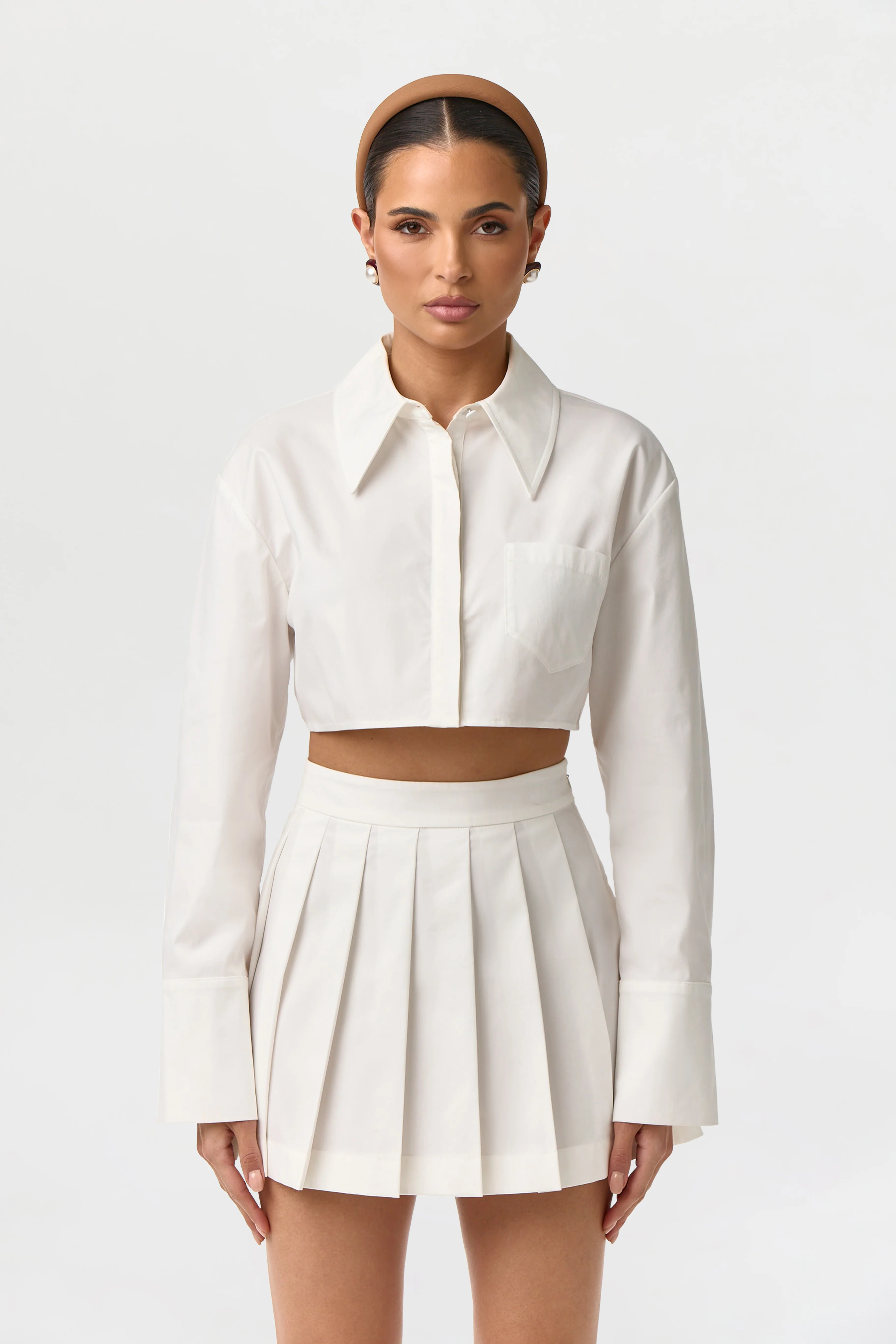 Shirting Button Up Crop Top