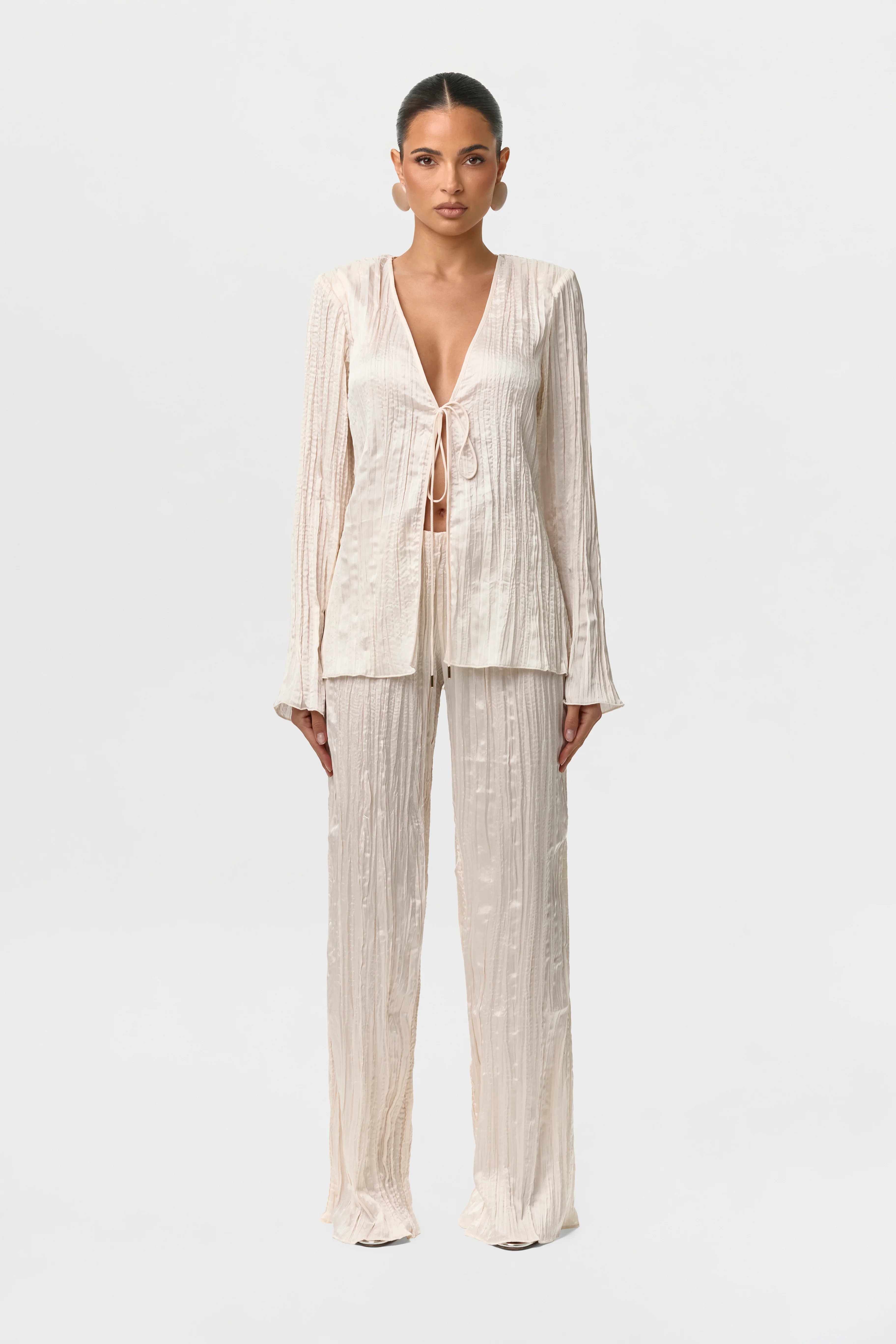 Satin Plissé Pant