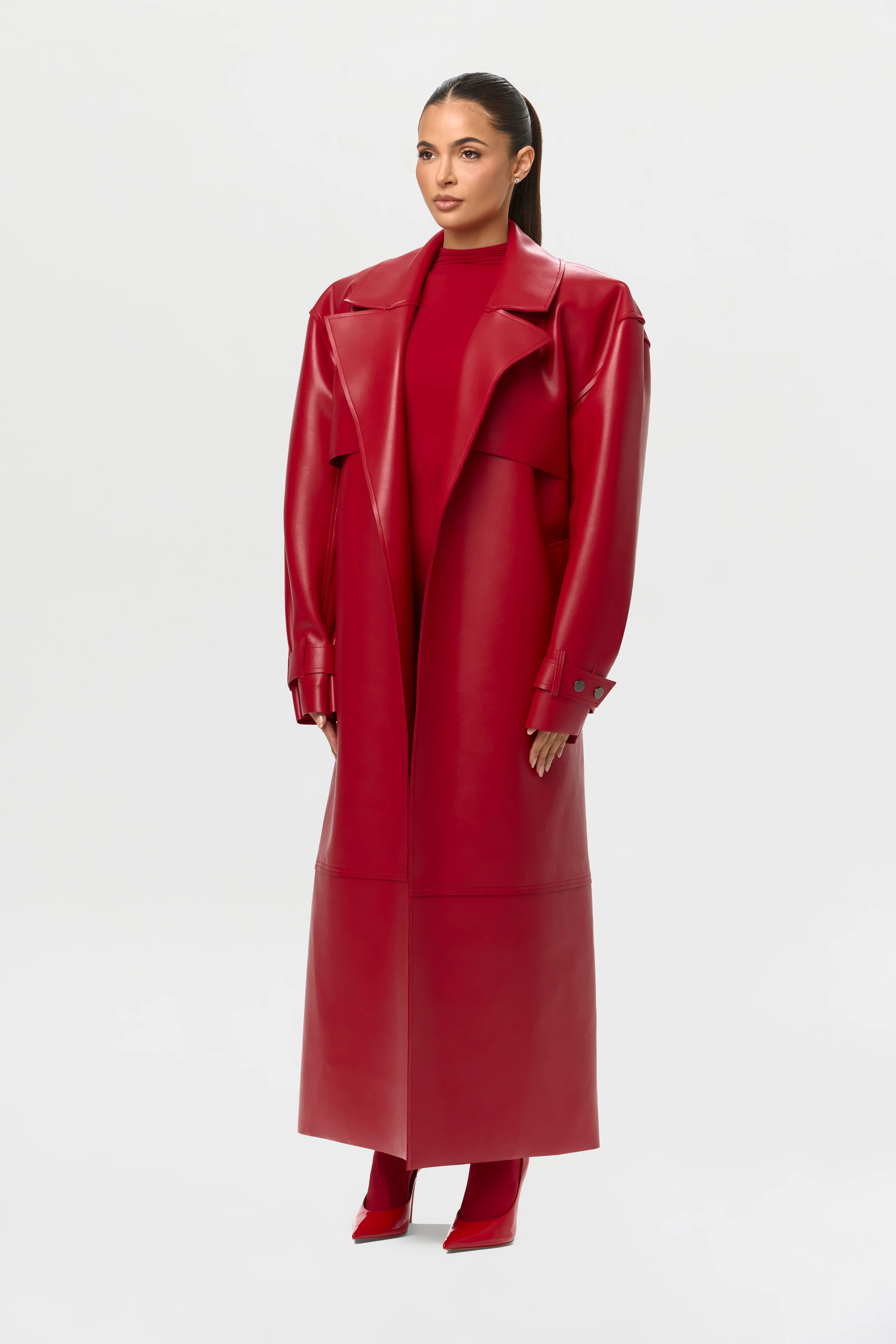 Vegan Leather Trench Coat - Image 12